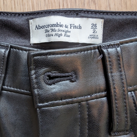 Abercrombie & Fitch Black Dress Pants Sleek Faux Leather - Picture 4 of 5
